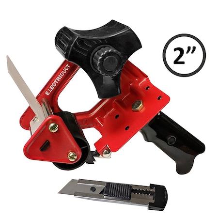 Electriduct Heavy Duty Metal Packing Tape Gun w/ Built-In Utility Knife- 2"- Red TAPE-ED-KGUN2-RD